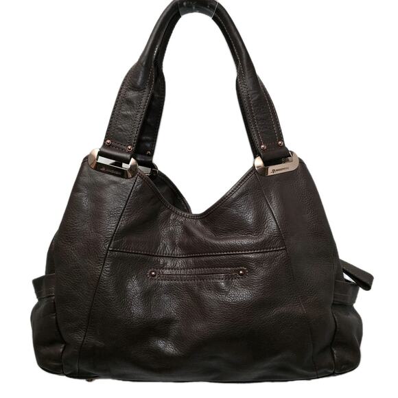 B. Makowsky Shoulder Bag Brown Leather Copper Hardware Large Slouchy Bag - Picture 4 of 16